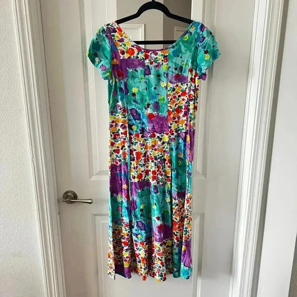 756 JAMS WORLD Tie Dye Prin Midi Dress Size Small Color Blue - Picture 5 of 6